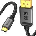 Silkland 80Gbps USB C to DisplayPort 2.1 Cable [16K@60Hz, 8K@240Hz, 4K@540Hz], Unidirectional Thunderbolt 5/4 to DisplayPort, USBC to DP for MacBook, Mac mini, Odyssey G8/G9, iPhone 17, 6.6FT