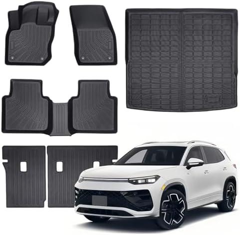 Floor Mats & Cargo Liner with Backrest Mats Compatible with 2025 Volkswagen Tiguan 5 Seats,All Weather Protection,Anti-Slip TPE Floor Mats & Trunk Mat for 2025 VW Tiguan Accessories