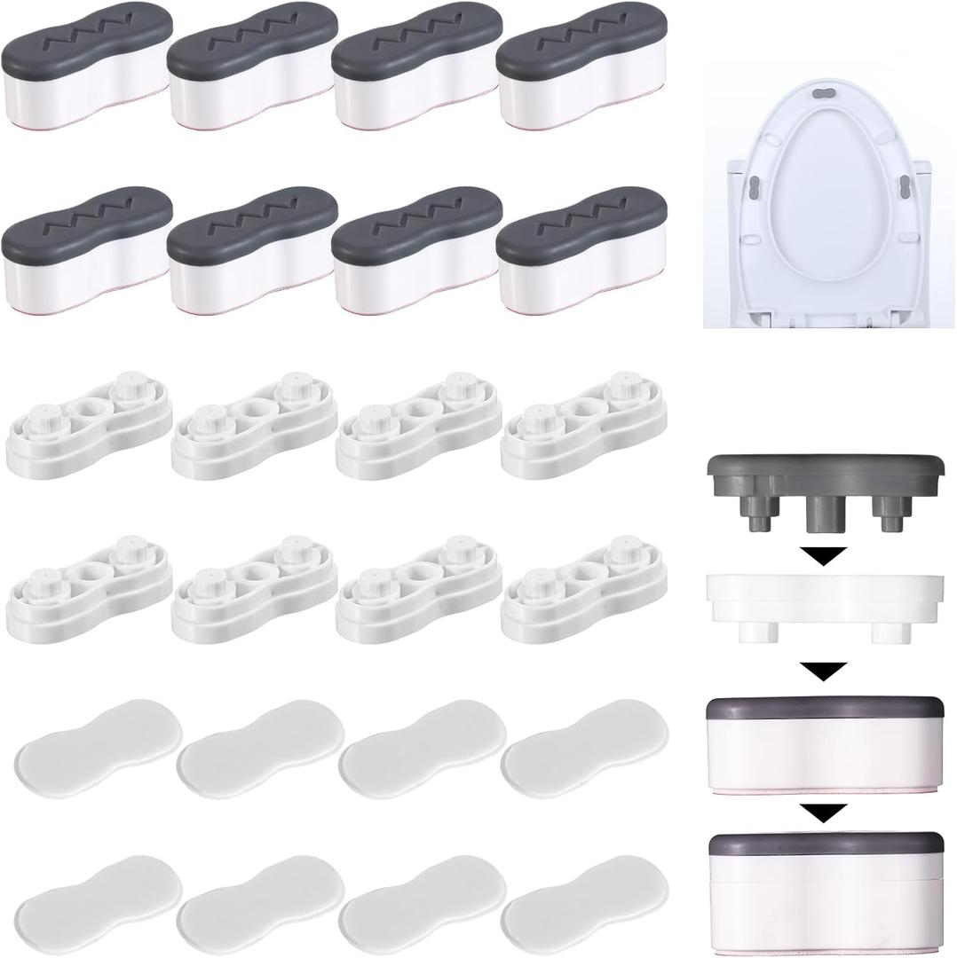 8 Pcs Bidet Height-increasing Pads Universal Toilet Lid Rubber Bumpers Bidet Toilet Seat Bumpers Self Adhesive Toilets Seats Buffer Adjustable Toilets Seats Risers Spacers with 2 Heights Adjustment