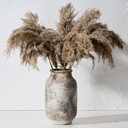 SIDUCAL Rustic Ceramic Farmhouse Flower Large Vase, Whitewashed Terra Cotta Vase, Pottery Decorative Flower for Home Decor, Table, Living Room Decoration, Shelf Decor, Mantel, 9.5 Inch, Terra