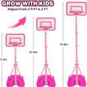 Toddler Basketball Hoop for Girls Pink Basketball Goals Adjustable Height 2.9ft-6.2ft Kids Basketball Hoop Indoor Outdoor Play Outside Backyard Toys for 2 3 4 5 6 Year Old Girl Birthday Gifts