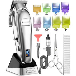oneisall Dog Grooming Clippers for Thick Heavy Coats,Low Noise Cordless Dog Grooming Kit with Metal Blades, All Stainless Steel, 2 Speeds