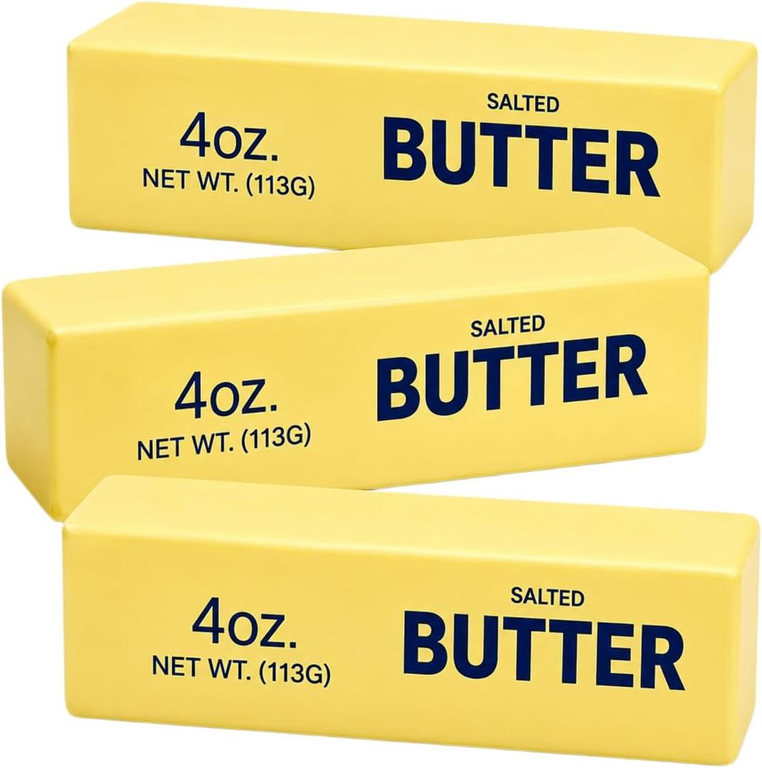 3PCS Butter Squishy Stress Toy,Soft Novelty Toy,Realistic Butter Stick Fidget, Slow Rising Soft Squeeze Toy for Adults Stress Relief & Anxiety Relief (3PCS Butter 01)