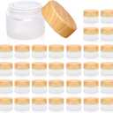32 Pcs Glass Cosmetic Containers 5 Grams Round Frosted Cosmetic Jars with Leak proof lids Empty glass sample Jars Scrub Balm Lotions Sample Containers for Makeup Lotion Lip Balm Eye Cream