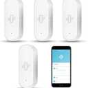WiFi Vibration Sensor: Smart Door Window Sensor with App Alerts, Wireless Glass Break Detector, Adjustable Sensitivity, Compatible with Alexa Google Home (4Pack)