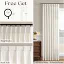 Natural Cream Pinch Pleated Linen Curtains 1 Panel for Living Room Bedroom Memory Training Shaped Semi Sheer Pleat Drapes with Hooks Rings Light Filtering Sliding Door Patio Window Curtain 60x108