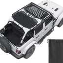 JOYTUTUS Mesh Sun Shade Top for Wrangler JL 4-Door (2018-2026), US Flag Sunshade, Custom-Fit Integrated No-Slip Straps for Easy Install, UV Blocking, Wind & Noise Reduction (Front & Rear)