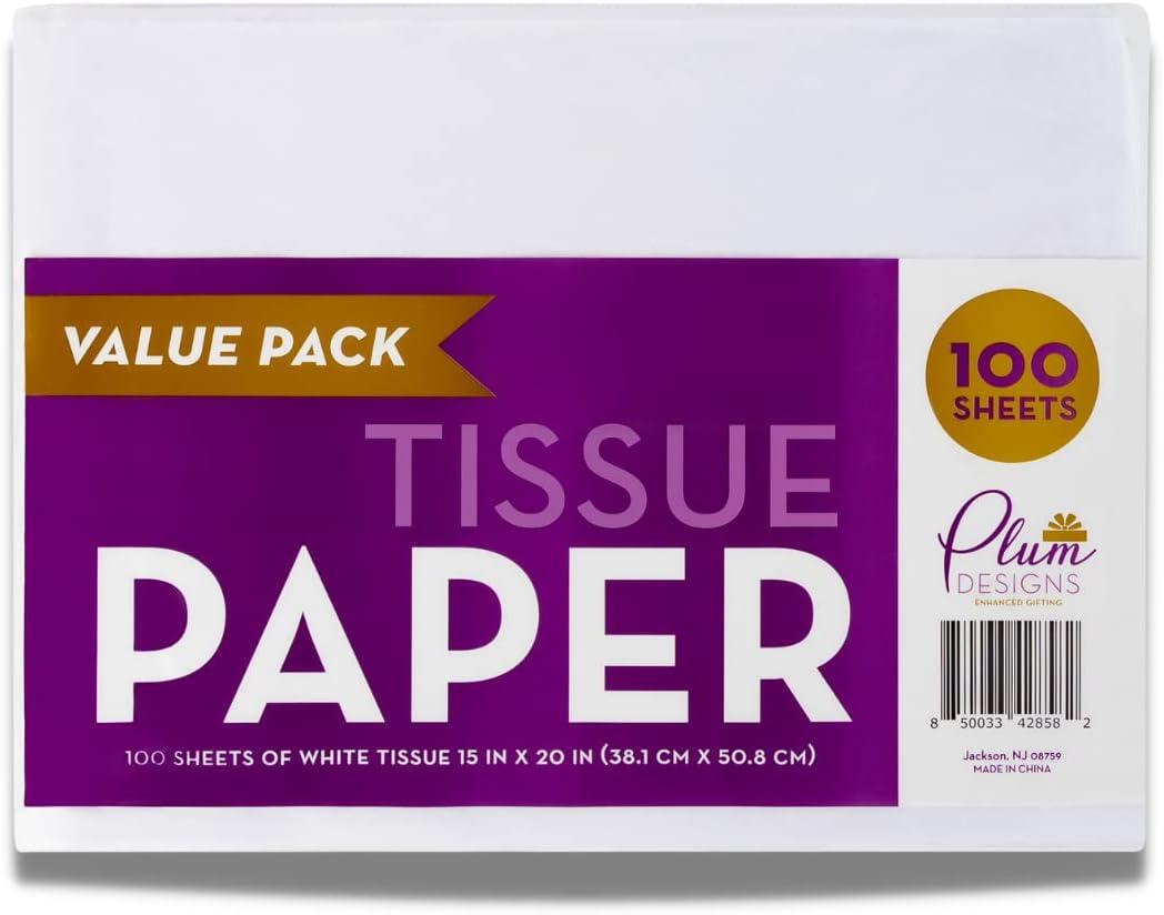 White Tissue Paper for Gift Bags  100 Sheets Mothers Day Wrapping Paper for Packaging and Crafts  Premium 15 x 20 Inch Tissue Pack for Shipping, Gifts, or Decorations