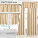 XWZO Beige Valances for Kitchen Windows Spillproof Antiwrinkle Jacquard Rectangle Textured Valance Curtains for Basement Bathroom Laundry Short Half Window Cafe Curtains,1 Piece, 60x15 Inch