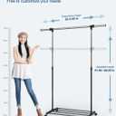 Whitmor Heavy Duty Adjustable Garment Rack-Rolling Clothes Organizer, Black and Chrome