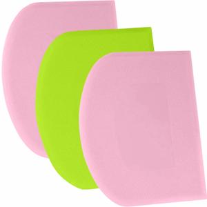SURDOCA Dough Scraper Bench Scraper - 3P 5.9x4.3" Plastic Flexible Bowl Scraper, Sharp Edge & Angles Cake Scraper. Non-Slip Bakeware Decorating Tools Sculpting & Modeling Tools - Pink+Green+Pink
