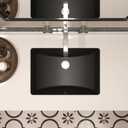 MEJE #202F -21" Undermount Rectangle Bathroom Sink, Porcelain Ceramic Vanity Undermount Sink, Matte Black, 20.87" x 8.37" x 14.75"