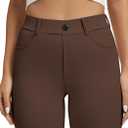 VIMPEP Women’s Stretchy Yoga Dress Pants High Rise Straight Leg with Pockets Casual Petite/Regular 1202 (Brown, XS)