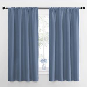 NICETOWN Blackout Curtains for Living Curtains, Triple Weave Home Decoration Thermal Insulated Solid Blackout Curtains & Drapes for Nursery (Stone Blue, Set of 2, 42-inch x 63-inch)
