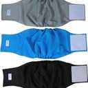 Teamoy Reusable Wrap Diapers for Male Dogs, Washable Puppy Belly Band Pack of 3 (L1, 16"-20" Waist, Black+ Gray+ Lake Blue)