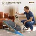 2 in 1 Ottoman Dog Ramp with 6 Fabric-Covered Anti-Slip Grip Rails, Paw-Friendly Full Fabric Surface, 15.7 in Wide Stable Folding Pet Ramp Stool for Couch Bed, 4 Leveling Feet, 150 lb Capacity