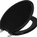 Pro Elite Heavy-Duty Wood Toilet Seat Elongated, Black, Magnetic Quick-Release Easy-Clean and Change, HushMotion Soft Close, StainShield High-Gloss Finish, Arch-Tite Secure Fit