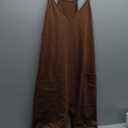 UNIANKIYA One Piece Jumpsuits for Women Casual Overalls Sleeveless Strap Rompers Travel Vacation Outfits Fall Fashion Clothes (X-Large, Brown)