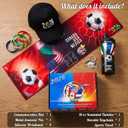 Exun Soccer Fan Gift Basket Set 2026 – 9 Piece Sports Accessories Bundle with Stainless Steel Tumbler, Towel, Keychain, Hat, Wristband & Metal Pin – Triple Nation Flag Design, World Soccer Lover Gift
