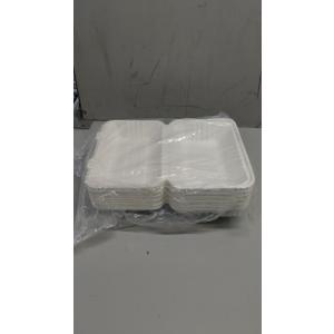 [50 COUNT]Harvest Pack 9 X 6" White Compostable Clamshell Food Containers, To go food container, Heavy-Duty Hinged Container, Disposable Bagasse Eco-Friendly Natural Sugarcane Takeout to go Box