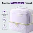 Double Deck Lunch Box Bag Women - Vegan Leather Insulated Waterproof Leakproof Cooler for Work Travel Picnics - Teacher Mothers Day Christmas Birthday Gifts