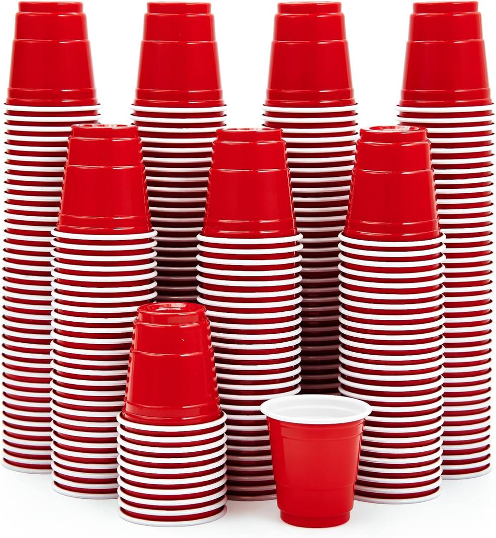 Lilymicky 300 PACK 2 oz Plastic Shot Glasses, Red Disposable Shot Cups, Mini Red Shot Cups, 2 oz Party Cups for Halloween Christmas Party