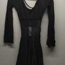 Long Sleeve Mini Dresses for Women Hollow Out Bandage Robe Club Sweet Slim Short Dress M