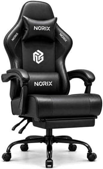 Gaming Chair for Adults with Footrest,Upgraded Ergonomic Chair,All Black