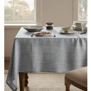 Linen Tablecloth for Rectangle Table 54x108 Inch Grey, Farmhouse Style Grey Tablecloth, Water Resistant Burlap Tablecloths for Dining Table Farmhouse Kitchen