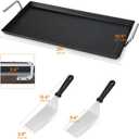 Stanbroil Double Burner Griddle Pan with 2 Spatulas, 20"x11" Nonstick Coating Stovetop Griddle for Gas Cooktops and Outdoor Gas/Charcoal Grill, Black