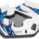 Intex Blue Tropic Inflatable 5 Person Raft or Swimming Pool Island Water Floating Lounger Raft with Backrests, Built in Cooler, and 4 Cupholders, 129" X 112" X 26 1/2"