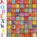 Blulu 248 Pcs 1 Inch Wood Alphabet Letters Numbers Blank Unfinished Wooden Letters Numbers for Crafts with Rustic Storage Tray for Spelling Learning Education Back to School Gifts(Colorful)