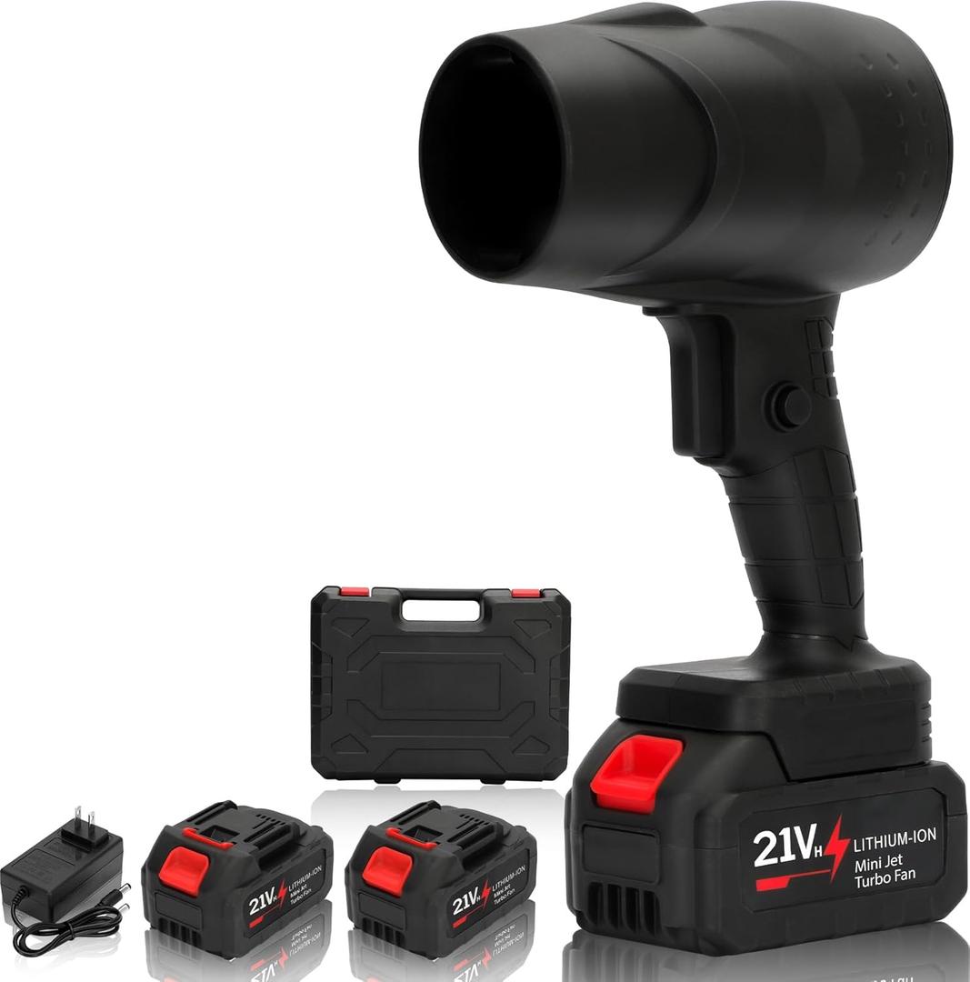 Cordless Handheld Leaf Blower with 2 x 4.0 Ah Batteries, 32000RPM Turbo Jet Blower, Small Leaf Blower for Deck, Garden, Patio, Portable Handheld Mini Turbine Drying Snow Blower Black