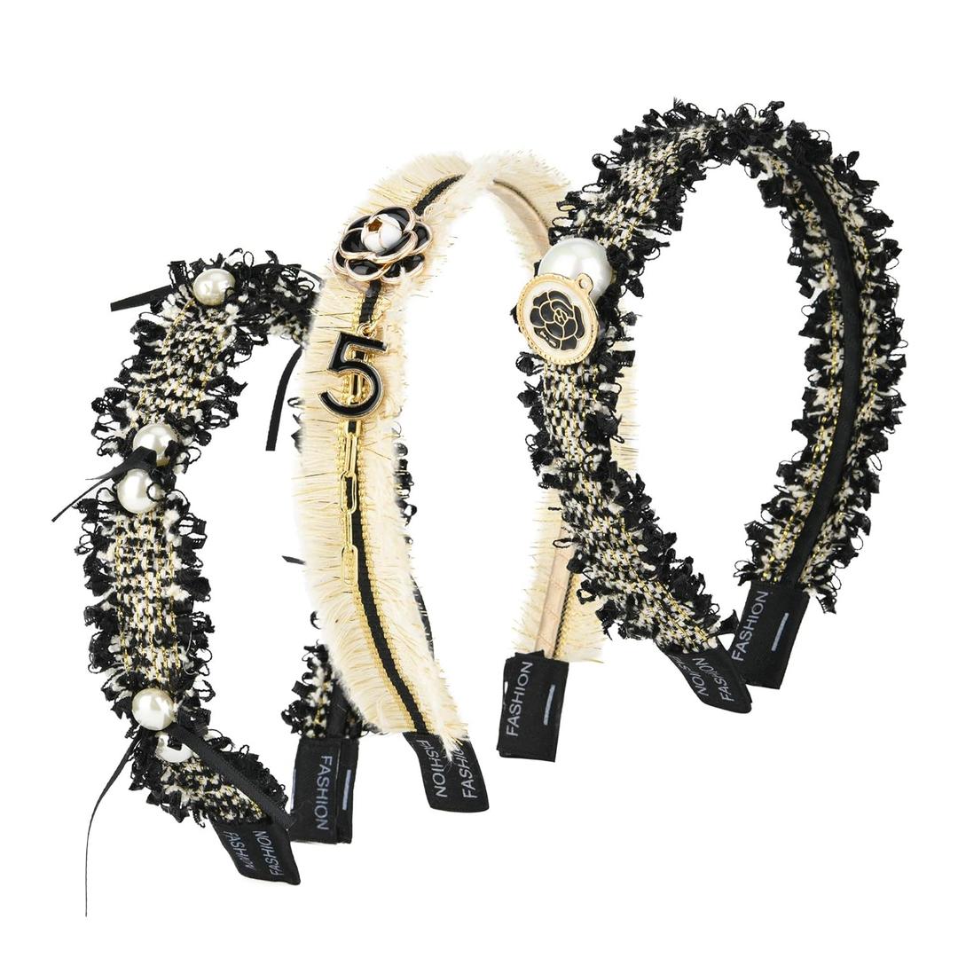 Pearl Hairband for Women, Fashion Decorative Headband with Jeweled Designer Beads, 1 Pack