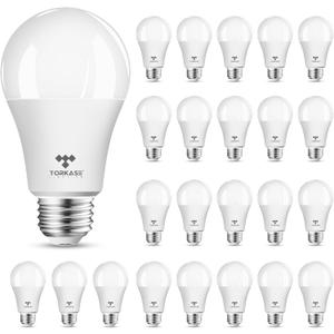 Torkase A19 LED Light Bulbs 60-80 Watt Equivalent, 9 Watt 800 LM Bright Standard LED Bulbs Non-Dimmable,E26 Screw Base, 5000K Natural Daylight White,Milky Energy Saving Light Bulbs,UL Listed(24-Pack)