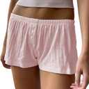 Womens Y2K Pajama Shorts Low Waist Striped Floral Lounge Boxers Pj Bottoms Comfy Sleep Shorts (Medium)