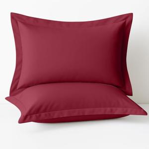 Cotton Metrics Linen 2 Pack Pillow Shams Standard Size 20x26  600 Thread Count 100% Organic Cotton Pink Pillow Covers with 2 Inch Flange, Soft & Smooth Premium Hotel-Quality Pillowcases Set of 2