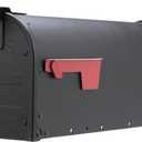 Architectural Mailboxes Admiral Rust-Proof Aluminum Metal Post Mounted Mail Box for Outside, Black, Medium Curbside Mailbox, USPS Approved for Residential Delivery