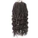 Deep Faux Locs Crochet Hair 12 Inch 8 Packs Goddess Locs Crochet Hair 4# Soft Loc Faux Loc Crochet Braids with Curly Ends Prelooped Deep Wave Croceht Braids for Black Women(Coffee Brown)