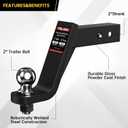 Trailer Hitch Mount with 2-Inch Ball, Fits 2-in Receiver, 6" Drop, 7,500 lbs, Includes 5/8 Screw-in Hitch Pin