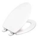 Centoco Elongated Toilet Seat, Heavy-Duty Wood Core with Plastic Scratch-Resistant Finish, Soft Close, Made in the USA, 900SC-301, Crane White (Cotton/Bright)
