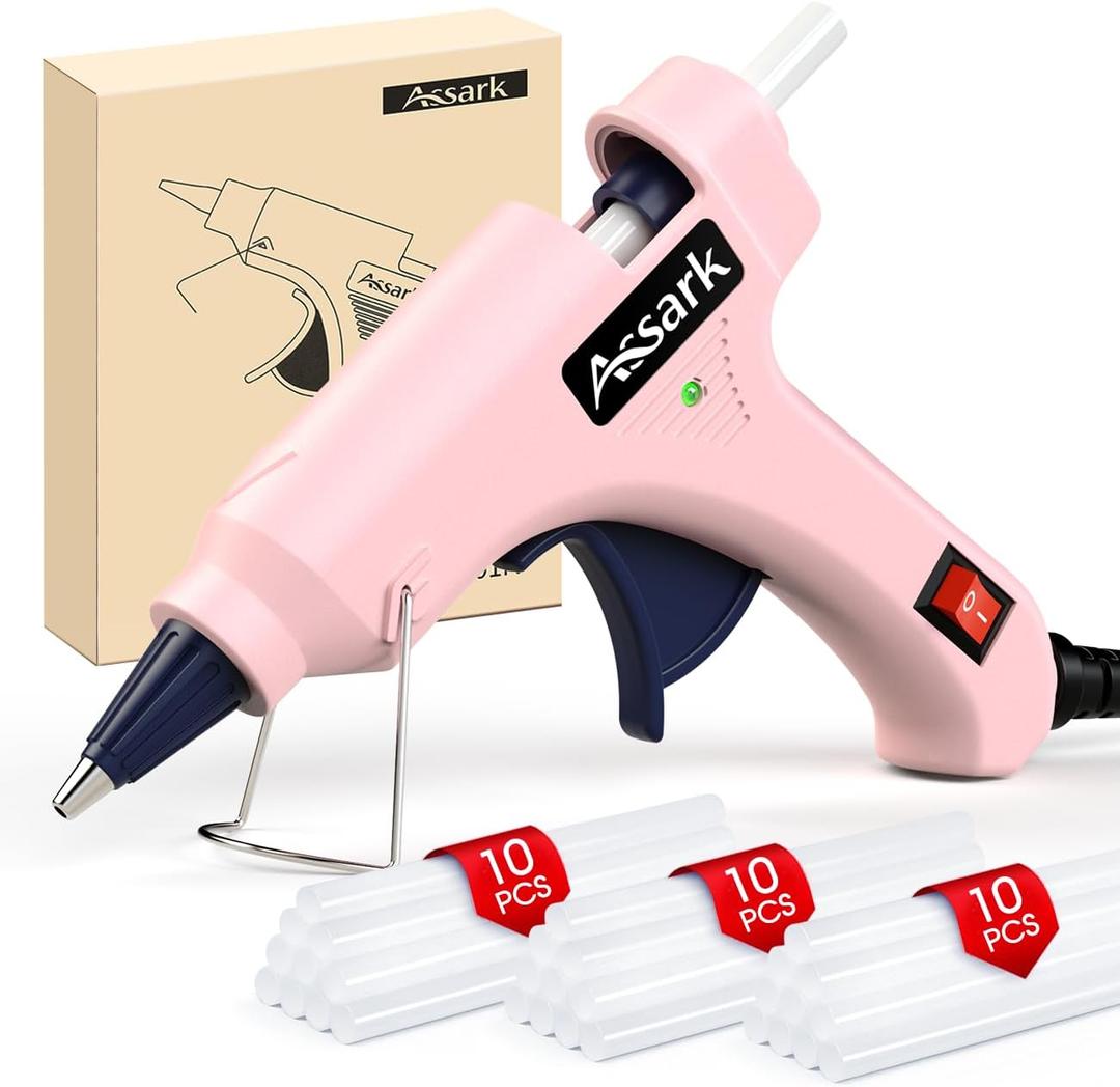 Hot Glue Gun Kit with 30 Glue Sticks, Fast Preheating Hot Melt, High Temp for School Crafts DIY Arts and Quick Home Repairs,20W (Pink)
