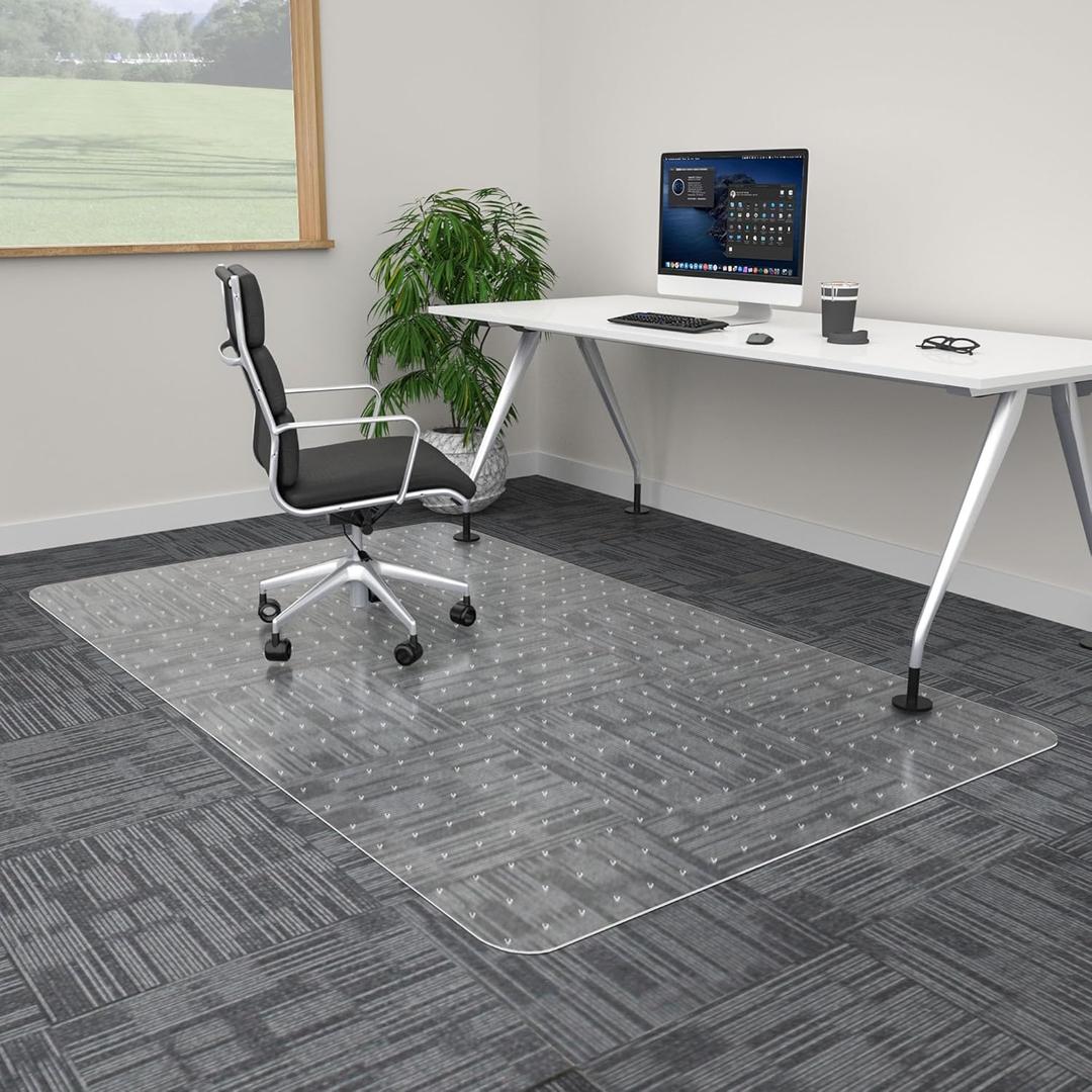 Extra Large Office Chair Mat for Carpet, 46" x 96" Clear Desk Chair Mat for Low Pile Carpeted Floors- Easy Glide Plastic Floor Mat for Office Chair on Carpet