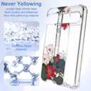 for Google Pixel 9 Pro XL Case+Tempered Glass Screen Protector, Slim Soft TPU & Hard PC,Girls Women Crystal Clear Cute Floral Pattern Shock Absorption Case Cover for Pixel 9 Pro XL (silver Shield Flower Series-Lotus)