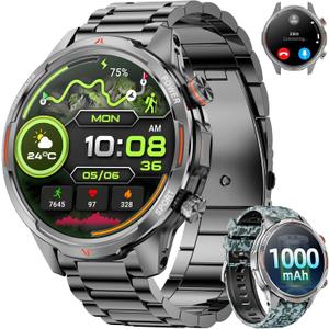 Smart Watches for Men(Answer/Make Calls), 1.7" HD Military Smartwatch with 100-Day Battery, Compass, Flashlight, 24/7 Heart Rate, SpO2 Monitor, Sleep Tracker, 110+Sports Smartwatch for Android iOS