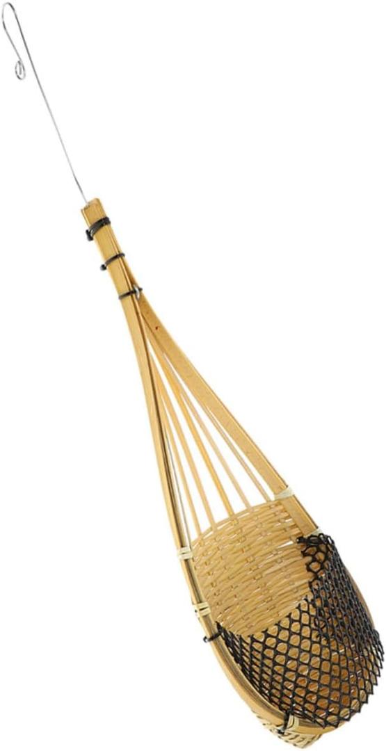 Bamboo Hanging Orchid Planter Hook Decorative Wall Mount Flower Pot for Plants Handmade Woven Basket for Indoor and Outdoor Use