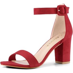 Allegra K Women's Open Toe High Chunky Heel Buckle Ankle Strap Sandals, 7.5