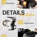 Crystal Flower Ceiling Lights - Vintage Flush Mount Ceiling Light - Black Hallway Ceiling Lighting for Bedroom Living Room C2190-BK