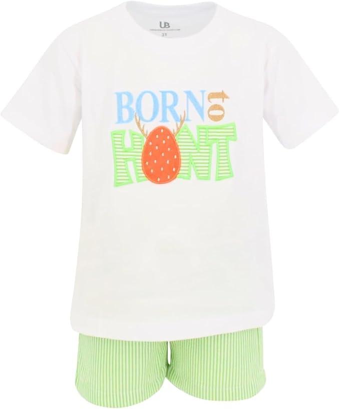 Unique Baby Boys 2pc Shorts Set Outfit Short Sleeve Shirt with Embroidery Design and Shorts, Size: 12 Years