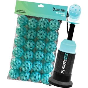 Bandit Sports Mini Tee Popper and Mini Popper Ball Pack Bundle, 24 Pack of Balls, Baseball Training Equiptment
